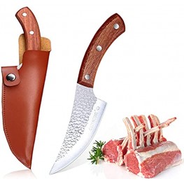 GAINSCOME Handmade Stainless Steel Boning Knife Kitchen Forged Chinese Vegetable Knives Fishing Knife Meat Cleaver Outdoor Cutter Butcher Knife Sharp A-Viking Knife Camping BBQ 6 inch
