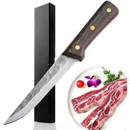 LOUISAX Hand Forged 6" Kitchen Fillet Knife Hammered Full Tang boning knife for Home Outdoor Camping BBQ