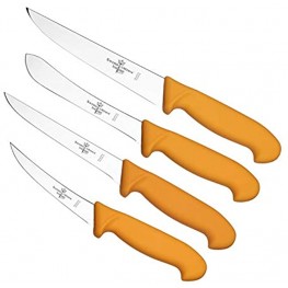 Sword & Crown Professional Made in Germany Butcher Knife Set of 7" Butcher Knife 6" Boning Knife 6" Skinning Knife and 5" Flexible Boning Knife