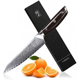 Turwho Professional Utility Knife 5 Inch Classic Damascus Japanese VG-10 Steel