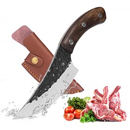 Viking Knife Meat Cleaver Butcher Knife with Sheath Hand Forged Boning Knife for Meat Cutting Fillet Knives for Fish Full Tang Kitchen Chefs knife for Meat Vegetables Camping BBQ