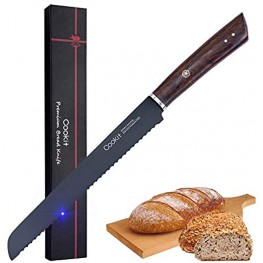 Cookit 9 Inches Bread Knife Serrated Edge High Carbon Stainless Steel Forged Cutter for Homemade Crusty Bread