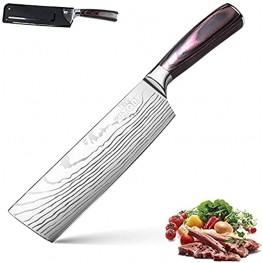 Kitory Nakiri Knife Usuba Knife 7Cr17MoV German High Carbon Steel Japanese Chef Knife Vegetable Cleaver Sharp Multi-Purpose Pro Kitchen Chef Knife with Sheath Damascus Pattern & Ergonomic Handle