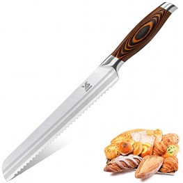 MSY BIGSUNNY 8" Bread Knife Serrated Kitchen Knife of German Steel – Ergonomic Handle – Razor Sharp Blade for Slicing Breads Cakes and Large Fruits