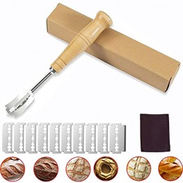 Newmemo Bread Lame Slashing Tool Bakers Lame Bread Tool Dough Scoring Knife Bread Lame Cutter with 10pcs Razor Sharp Blades Set and Leather Cover