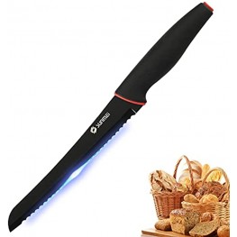 Sunmei Bread Knife-8 Inch Stainless Steel Serrated Knife Serrated Bread Knife for Homemade Bread With Non-slip Handle Black