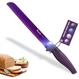 Wanbasion Purple Serrated Bread Knife 8 Inch Bread Knife Serrated with Sheath Stainless Steel Bread Knife for Homemade Bread