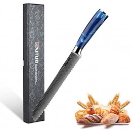 XT XITUO Bread Knife 8 inch,Bread Chef Kitchen Knife 7cr17mov High Carbon Stainless Steel Blue Resin Handle with Knife Sheath Gift Box 8-inch Bread Knife