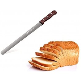 YUJIA Serrated Cake Bread Knife 12 Inch blade,High Carbon Stainless Steel Silver Solid Black Walnut wood hand.