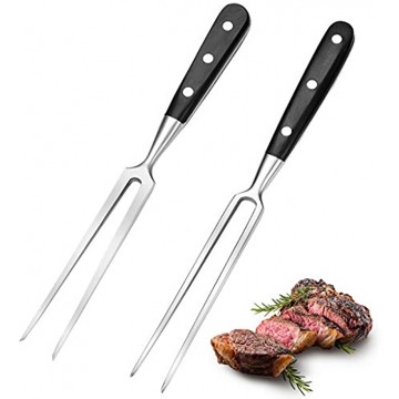 2 Pieces Carving Forks 12 Inch Stainless Steel Meat Fork Barbecue Fork Steak Fork for Kitchen Roast Grilling Round Handle Square Handle