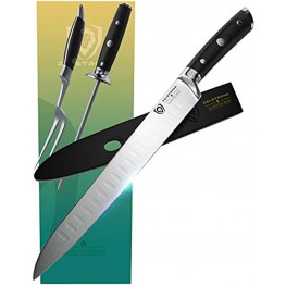 DALSTRONG Carving Knife & Fork Set Gladiator Series Forged German Thyssenkrupp High-Carbon Steel 4pc 9" Carving Knife & Sheath Hollow Ground 8" Honing Rod Matching Fork NSF Certified