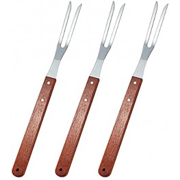 GEARLINTON Carving Fork 14.7 Inch Long Stainless Steel Meat Fork Barbecue Fork for Kitchen Roast Grilling Turkey Carving Wooden Handle 3 Pieces