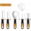 Halloween Pumpkin Carving Kit 5 Pieces Heavy Duty Professional Stainless Steel Carving Tools Set for Halloween Decorations Included 2 LED Candles