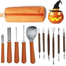 Halloween Pumpkin Carving Kit for Adults & Kids with Professional Detail Sculpting Tools Heavy Duty Stainless Steel Knife Set with Carrying Case for Halloween Decoration11PCS