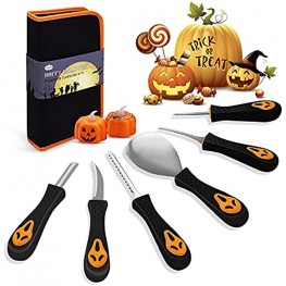 Halloween Pumpkin Carving Kit for Adults Kids Professional Heavy Duty Stainless Steel Pumpkin Carving Tools with Carrying Bag and 2 Pumpkin LED Lights for Halloween Decoration Jack-O-Lanterns