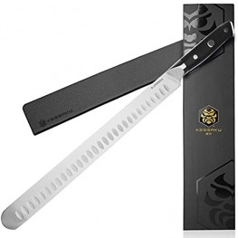 Kessaku 12-Inch Carving Slicing Knife Dynasty Series Forged ThyssenKrupp German HC Steel Granton Edge G10 Handle with Blade Guard