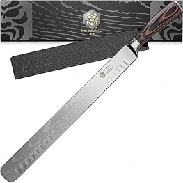 Kessaku 12-Inch Slicing Carving Knife Samurai Series Granton Edge Forged High Carbon 7Cr17MoV Stainless Steel Pakkawood Handle with Blade Guard