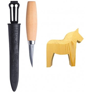Morakniv Carving Kit 120 Carving Knife and Rough Cut Wooden Swedish Dala Horse