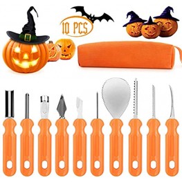 PRUGNA Halloween Pumpkin Carving Kit 10Pcs Professional Heavy Duty Stainless Steel Tools with Carrying Case