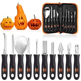 Pumpkin Carving Kit Professional Heavy Duty Stainless Steel Pumpkin Carving Set with Carrying Case for Halloween Decoration10 PACK