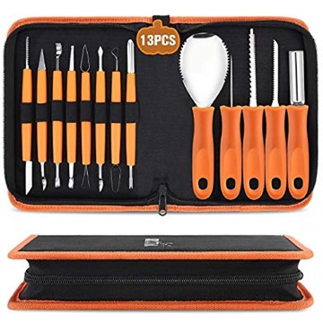 Pumpkin Carving Kit Tools Halloween CHRYZTAL 13PCS Professional Heavy Duty Carving Set Stainless Steel Double-side Sculpting Tool Carving Knife for Halloween Decoration Jack-O-Lanterns