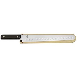 Shun Cutlery Classic 12” Hollow-Ground Brisket Knife; High Performance Razor-Sharp Steel Blade Holds an Edge While Trimming and Slicing Larger Meat Cuts; Handsome PakkaWood Handles; Wooden Sheath