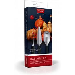 Triangle Germany 3-piece Pumpkin Carving Set Sturdy and Versatile Stainless Steel Tools for Year Round Use Kit Includes Angle Cutter Scooper Saw and Carving Templates