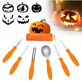 Yatashing Pumpkin Carving Kit Tools 12Pcs DIY Jack-O'-Lantern Professional Sturdy Stainless Steel Supplies Carving Stencils Zipper Bag for Adults & Kids and Halloween Decorations