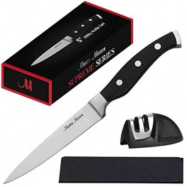 5" Premium German Steel Utility Knife Set | Master Maison Supreme Series Kitchen Knife Set With Dual Sharpener & Edge Guard | Ergonomic Triple-Riveted Handle 5" Utility Knife Black
