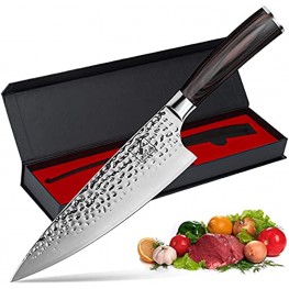 Chef Knife imarku 8 inch Kitchen Knife Premium Sharp Cooking Knife HC German Stainless Steel Japanese Knife for Home Kitchen and Restaurant Hand-Hammered Ergonomic Handle Gift Box