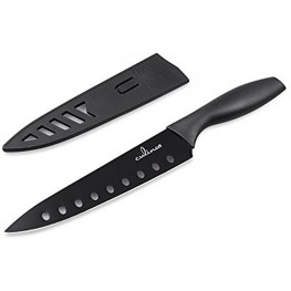 Culina 8-Inch Nonstick Carbon Steel Sushi Knife with Sheath Black