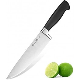 GrandMesser Chef Knife 8 Inches Cooking Knife Carbon Stainless Steel Kitchen Knife with Sharpener and Ergonomic Handle Chopping Knife for Professional Use