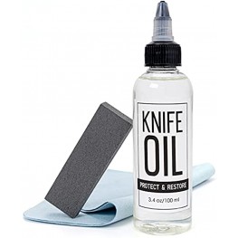 Knife Oil With Rust Eraser Kit Blade Oil Knife Maintenance Oil 3.4 oz for Kitchen Knives Steel or Carbon Steel Knives Sword Lubricant ＆ Protection Knife Care Set
