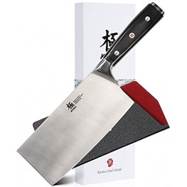 KYOKU Samurai Series 7" Cleaver Knife Full Tang Japanese High Carbon Steel Kitchen Knives Pakkawood Handle with Mosaic Pin with Sheath & Case