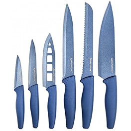 Nutriblade Knife Set by Granitestone High Grade Professional Chef Kitchen Knives Set Knife Sets Toughened Stainless Steel w Nonstick Mineral Coating Blue 6 Piece
