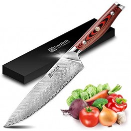 PAUDIN Damascus Chef Knife 8 Inch Professional High Carbon VG10 Stainless Steel Kitchen Knife Ultra Sharp Blade Kitchen Knives with Full Tang Ergonomic G10 Handle for Home Kitchen and Restaurant