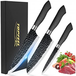 Topfeel Chef Knife Set Professional High Carbon Stainless Steel Kitchen Knife Set of 3,Chef Knife & Santoku Knife & Utility Knife ,Sharp Knife Chef's Knives Set for Kitchen with Gift Box