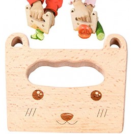 Wooden Kids Knife for Cooking-Cute Bear Shape Safe Kitchen Tool for Kids Cutting Veggies Fruits Kitchen Toy for 2-10 Years