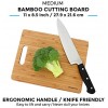 Bamboo Cutting Boards for Kitchen [Set of 3] Wood Cutting Board for Chopping Meat Vegetables Fruits Cheese Knife Friendly Serving Tray with Handles