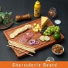 Bamboo Wood Cutting Board for Kitchen Cheese Chopping Board Butcher Block 1.2 Thick with Hidden Side Handles and Juice Grooves