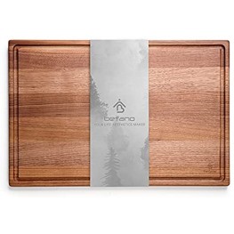 Befano Large Black Walnut Cutting Board for Kitchen Reversible with Juice Groove Charcuterie Cheese Board Serving Tray Chopping Board for Meat BreadGift Box Included18x12 Inches