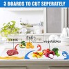 Cutting Boards for Kitchen Plastic Chopping Board Set of 4 with Non-Slip Feet and Deep Drip Juice Groove Easy Grip Handle BPA Free Non-porous Dishwasher Safe