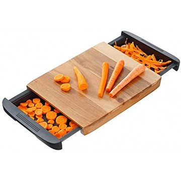 Glad Acacia Wood Cutting Board with Slide Out Trays | Catches Food and Waste | Solid Wooden Butcher Block with Removable Drawers | Kitchen Cooking Supplies