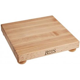 John Boos Block B12S Maple Wood Edge Grain Cutting Board with Feet 12 Inches Square 1.5 Inches Thick