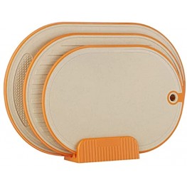 Kitchen Cutting Board with Holder 3-Piece Cutting Boards Set for Kitchen KOOVON Double-sided Chopping Board with Juice Grooves Dishwasher Safe Non-Slip Orange