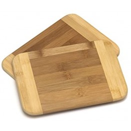 Lipper International Bamboo Wood Two-Tone Kitchen Cutting and Serving Board Small 8 x 6 x 5 16 Set of 2