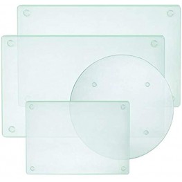 Murrey Home Glass Cutting Board for Kitchen Dishwasher Safe with Rubber Feet,Large Round Tempered Glass Cutting Board Set of 4