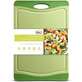 Raj Plastic Cutting Board Reversible Cutting board Dishwasher Safe Chopping Boards Juice Groove Large Handle Non-Slip BPA Free Small 11.42" x 7.87" Lime Green