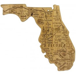 Totally Bamboo Destination Florida State Shaped Serving and Cutting Board Includes Hang Tie for Wall Display