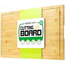 WOOD CITY Extra Large Bamboo Cutting Board Chopping Board Wood with Juice Groove & Handles Kitchen Cutting Board for Meat Cheese and Vegetable Butcher Block XL 18 x 12"